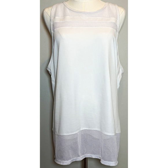 Fabletics Tops - Fabletics Women's L White Mesh Breathable Racerback Tank Top Active Athletic